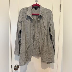 ZAC & RACHEL Black/White Striped Long Sleeve Button Down Shirt side slit Size XL